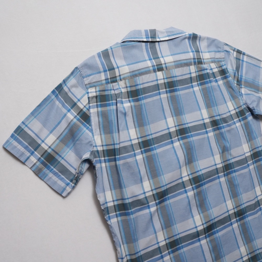 Quiksilver Plaid Button Up Mens Large Blue Short Sleeve Pocket Shirt - Picture 14 of 16